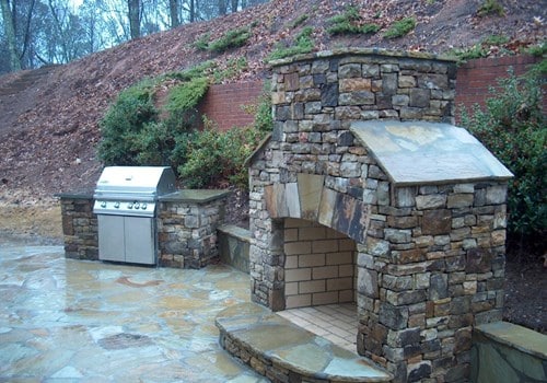 Field stone fireplace grill atlanta